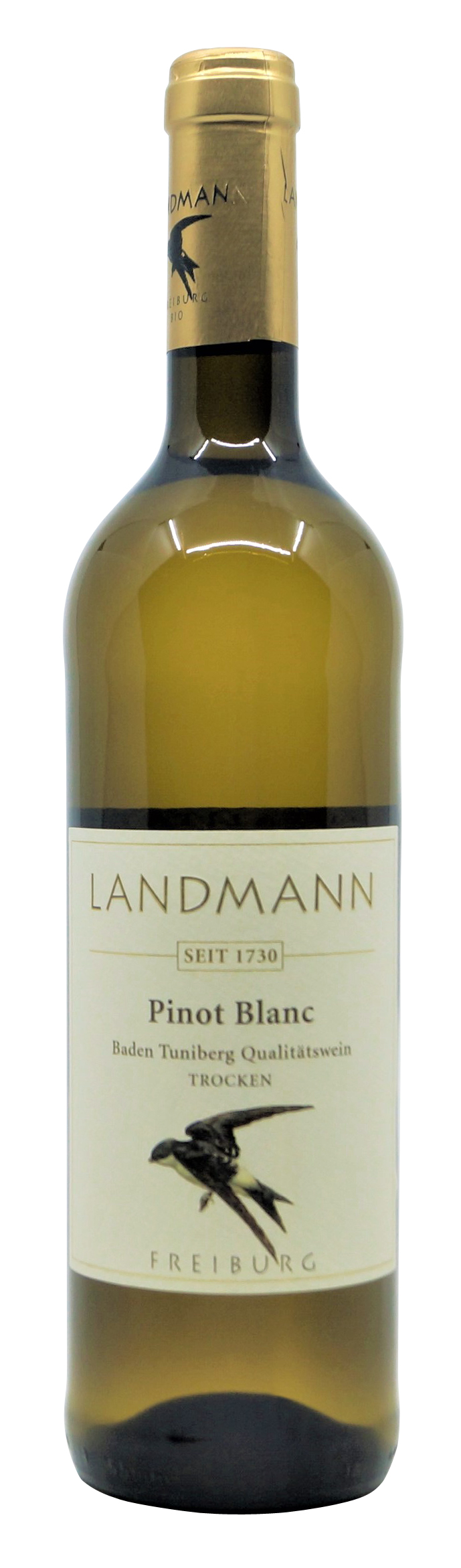 2019er Pinot Blanc trocken vom Weingut Landmann aus Waltershofen, 0,75 l Flasche ( 13,20 €/ Liter)